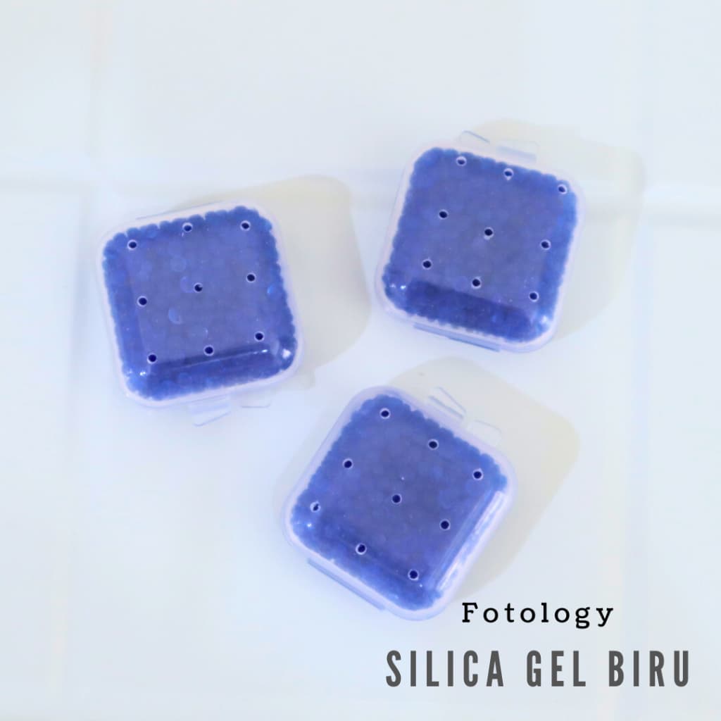 Fotology Silica gel biru kotak plastik untuk dry box kamera serap lembab anti jamur 60 gram