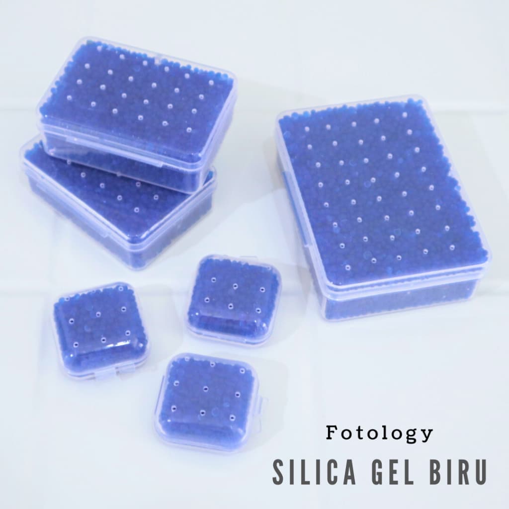 Fotology Silica gel biru kotak plastik untuk dry box kamera serap lembab anti jamur 60 gram