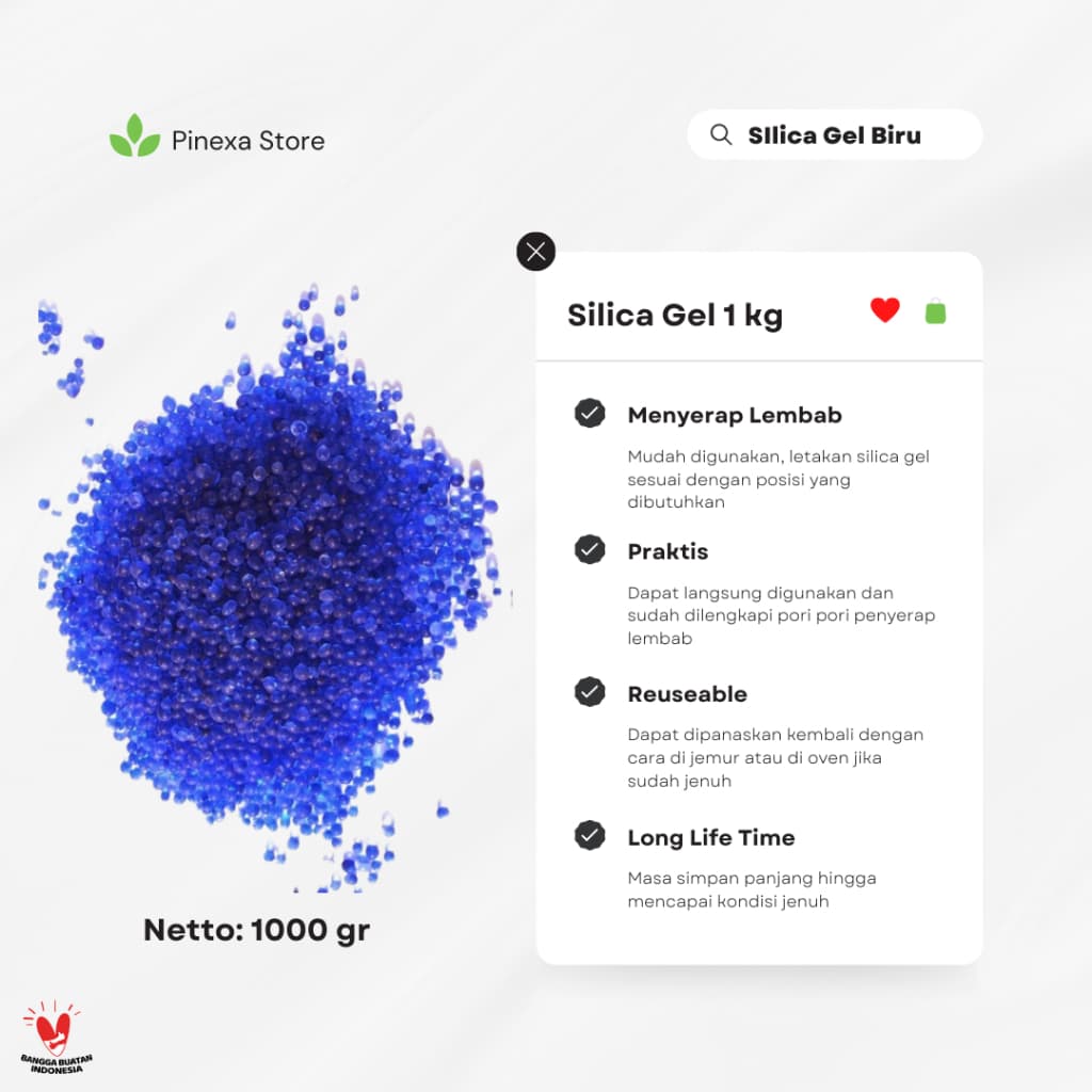 Silica gel biru curah 1 kg kemasan plastik kualitas premium