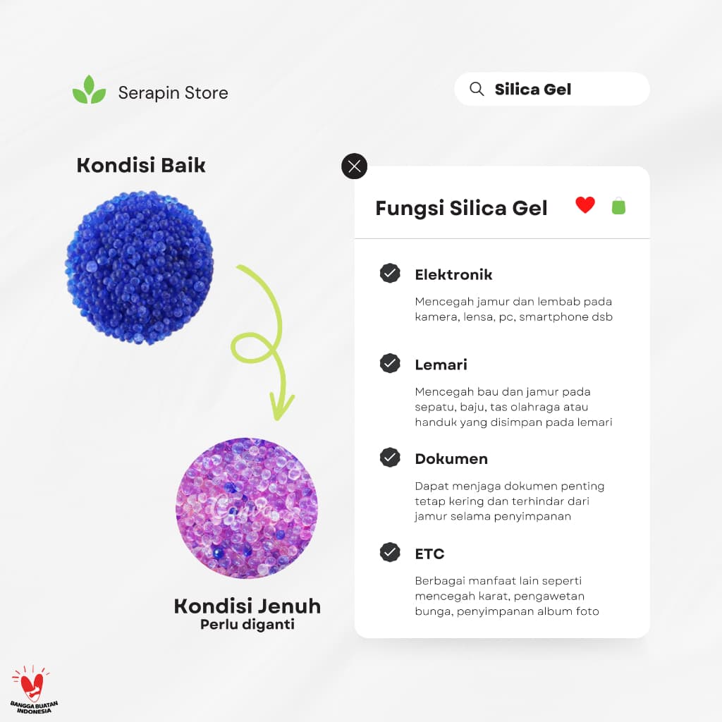 Silica gel biru curah 1 kg kemasan plastik kualitas premium