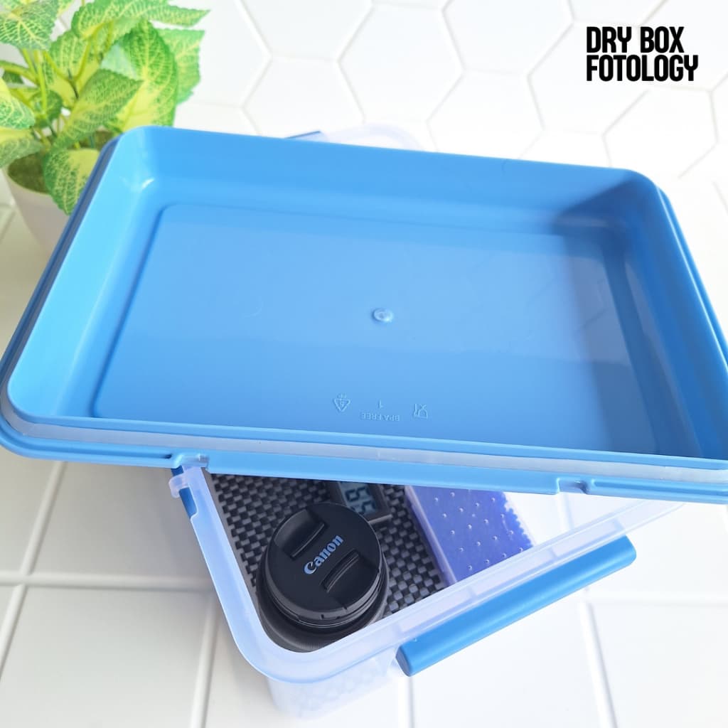 Fotology Dry box kamera tempat penyimpanan kamera dan lensa portable plastik kit silica gel dan thermohygrometer