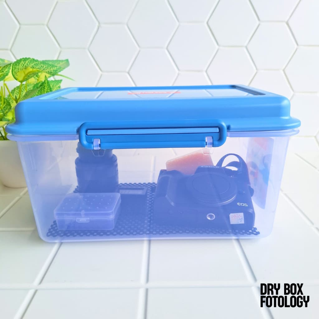 Fotology Dry box kamera tempat penyimpanan kamera dan lensa portable plastik kit silica gel dan thermohygrometer