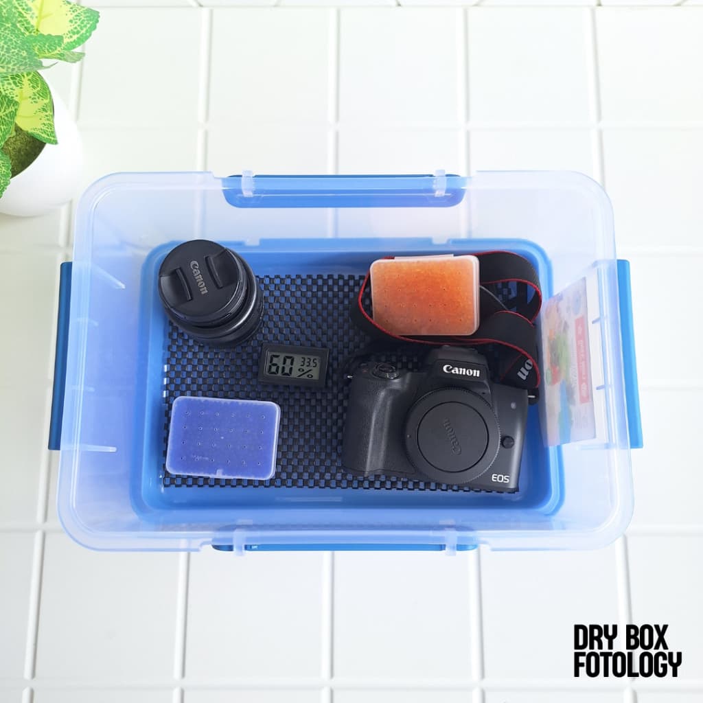 Fotology Dry box kamera tempat penyimpanan kamera dan lensa portable plastik kit silica gel dan thermohygrometer